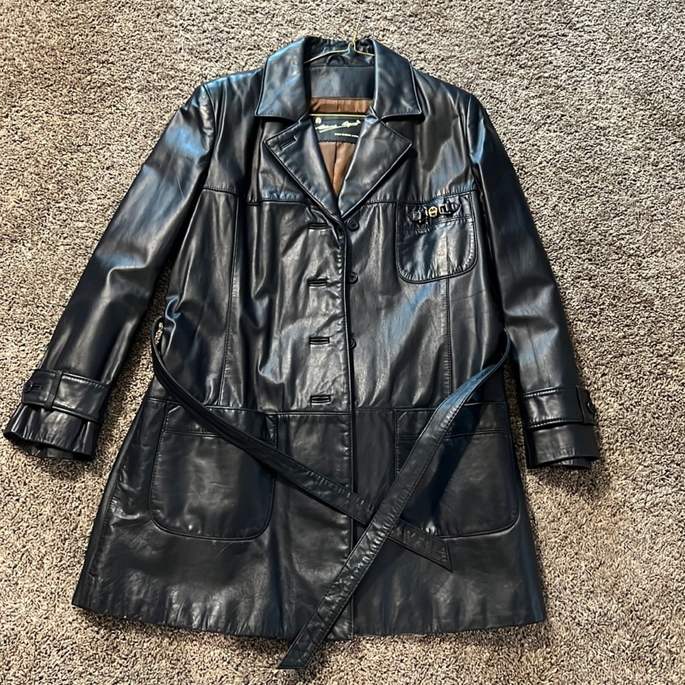 Women’s Navy Leather Jacket